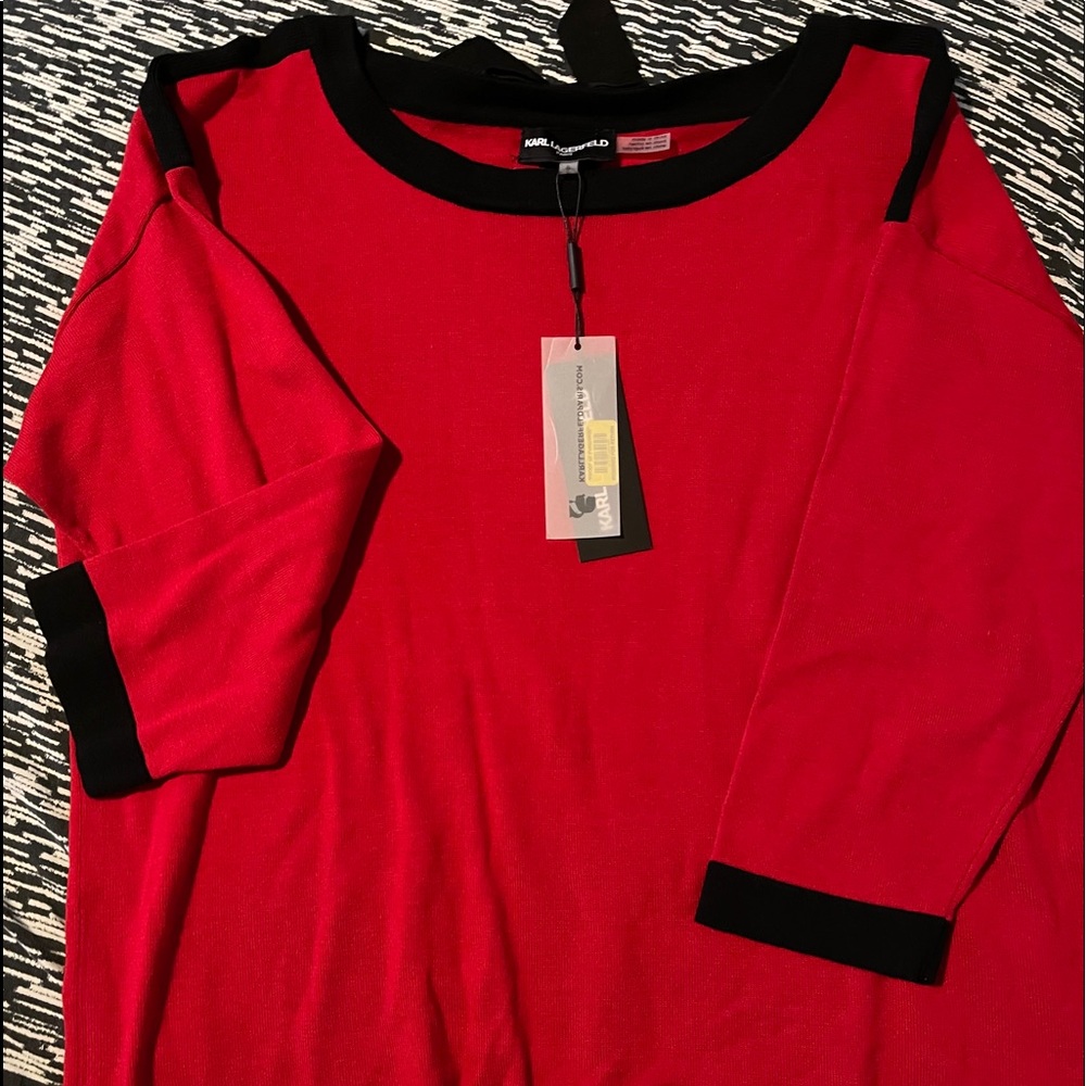 NWT red with black stripe Karl Lagerfeld sweater